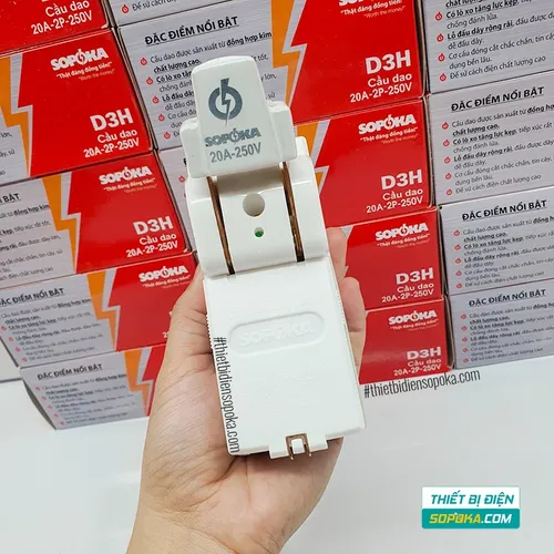 Cầu Dao Đế Sứ 1 Pha 250V 20A 2P D3H SOPOKA