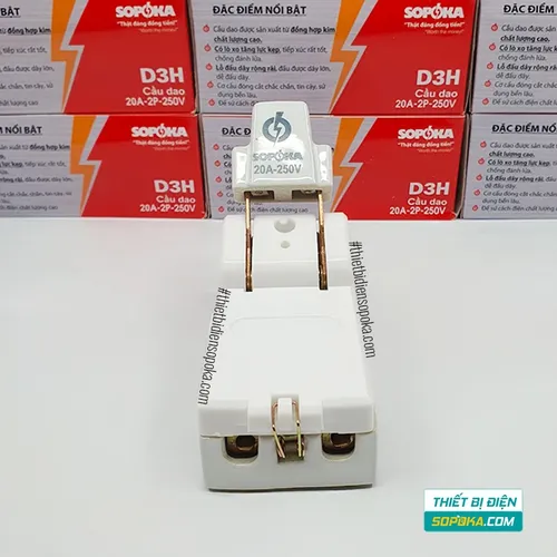 Cầu Dao Đế Sứ 1 Pha 250V 20A 2P D3H SOPOKA