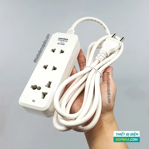 Ổ Cắm Điện 3 Lỗ 2200W Lõi Sứ Có Dây 3C2 SOPOKA