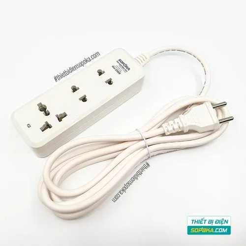 Ổ Cắm Điện 3 Lỗ 2200W Lõi Sứ Có Dây 3C2 SOPOKA