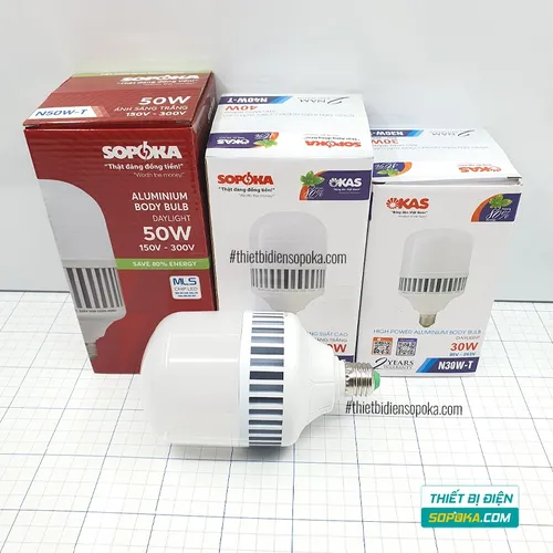 Bóng Đèn Led Thân Nhôm Công Suất Cao 30/40/50/65W (Mã N) SOPOKA