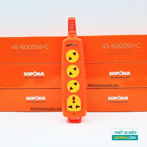 Ổ Cắm Điện 6000W 4 Lỗ Chéo Không Dây 30A 4S-6000W+C SOPOKA