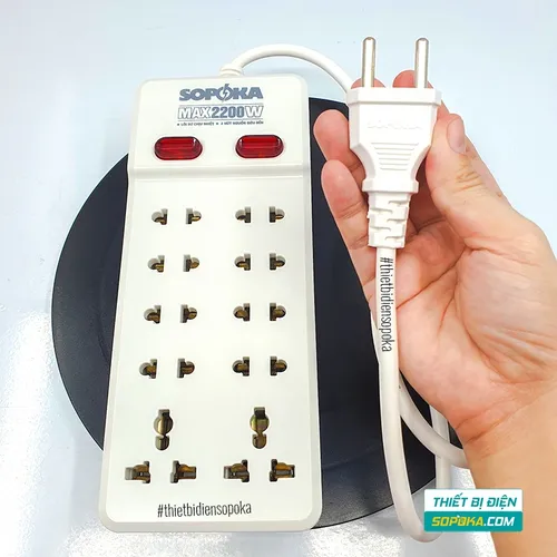 Ổ Cắm Điện 10 Lỗ Có Dây 2200W 10A 10Y-2/10Y-4/10Y-6 SOPOKA