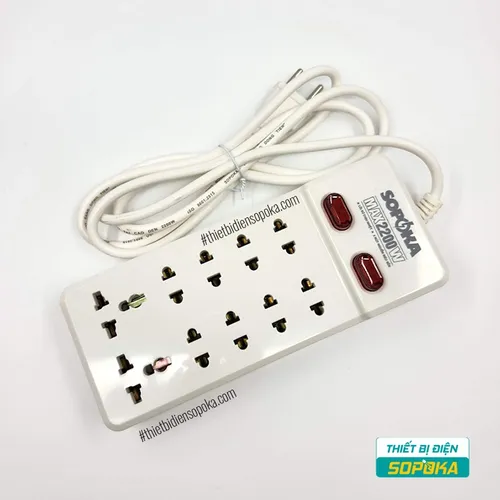 Ổ Cắm Điện 10 Lỗ Có Dây 2200W 10A 10Y-2/10Y-4/10Y-6 SOPOKA