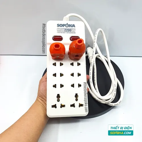 Ổ Cắm Điện 10 Lỗ Có Dây 2200W 10A 10Y-2/10Y-4/10Y-6 SOPOKA