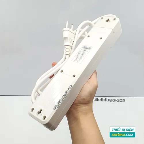 Ổ Cắm Điện 5 Lỗ Lõi Sứ Có Dây Và Công Tắc 2200W 10A 5M2 SOPOKA