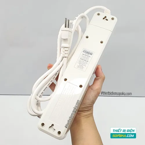 Ổ Cắm Điện 5 Lỗ Lõi Sứ Có Dây Và Công Tắc 2200W 10A 5M2 SOPOKA