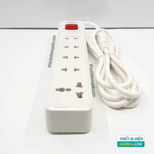 Ổ Cắm Điện 5 Lỗ Lõi Sứ Có Dây Và Công Tắc 2200W 10A 5M2 SOPOKA