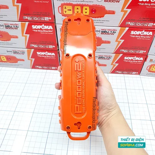 Ổ Cắm Điện 3 Lỗ 6000W Không Dây Nút Nguồn P6000W2+ SOPOKA