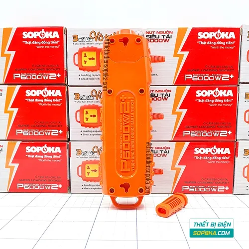 Ổ Cắm Điện 3 Lỗ 6000W Không Dây Nút Nguồn P6000W2+ SOPOKA