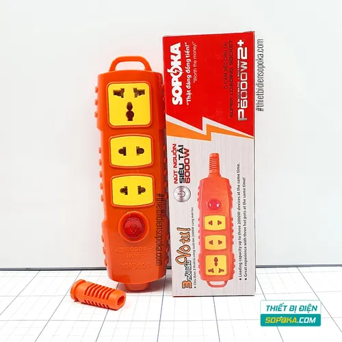 Ổ Cắm Điện 3 Lỗ 6000W Không Dây Nút Nguồn P6000W2+ SOPOKA