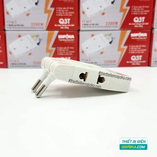 Ổ Chia Điện 3 Lỗ Loại Dẹp 2200W 10A Q3 SOPOKA