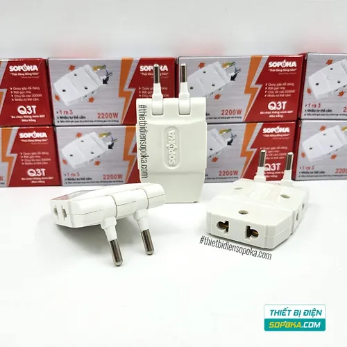 Ổ Chia Điện 3 Lỗ Loại Dẹp 2200W 10A Q3 SOPOKA