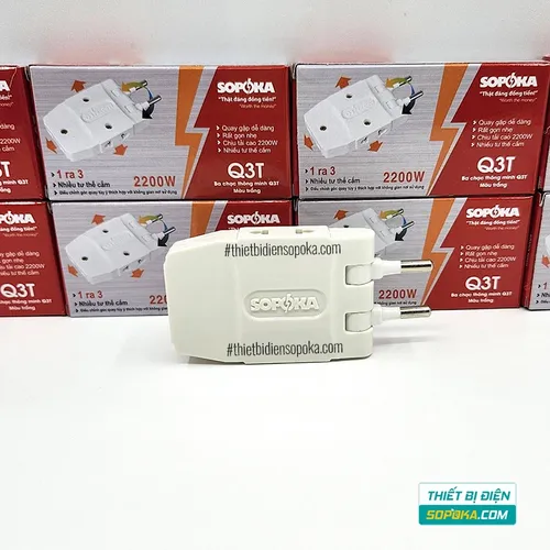 Ổ Chia Điện 3 Lỗ Loại Dẹp 2200W 10A Q3 SOPOKA
