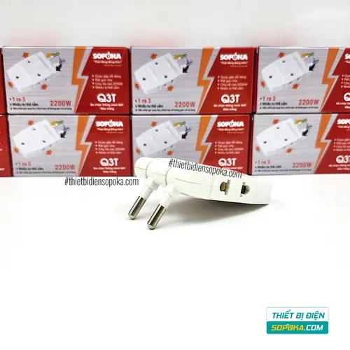 Ổ Chia Điện 3 Lỗ Loại Dẹp 2200W 10A Q3 SOPOKA