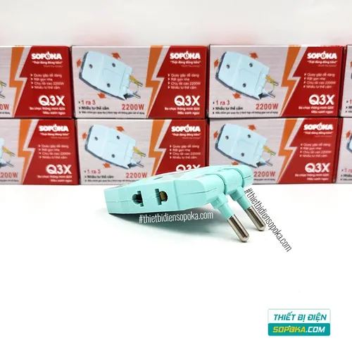 Ổ Chia Điện 3 Lỗ Loại Dẹp 2200W 10A Q3 SOPOKA