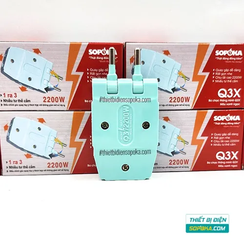 Ổ Chia Điện 3 Lỗ Loại Dẹp 2200W 10A Q3 SOPOKA