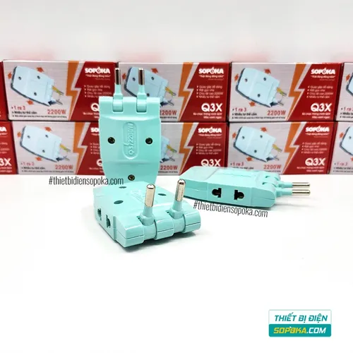 Ổ Chia Điện 3 Lỗ Loại Dẹp 2200W 10A Q3 SOPOKA