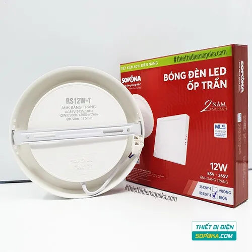 Bóng Đèn LED Ốp Trần Nổi Tròn 12W/18W/24W 220V RS12W/RS18W/RS24W SOPOKA
