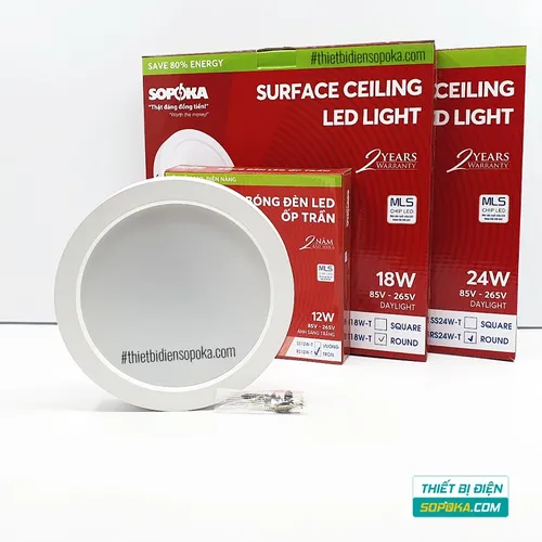 Bóng Đèn LED Ốp Trần Nổi Tròn 12W/18W/24W 220V RS12W/RS18W/RS24W SOPOKA