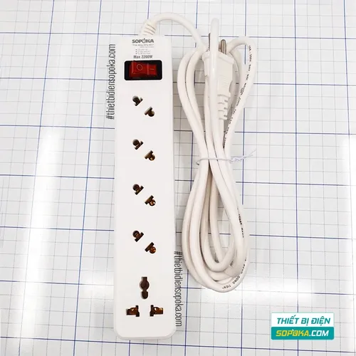 Ổ Cắm Điện 5 Lỗ Chéo 2200W 10A 5A2 SOPOKA