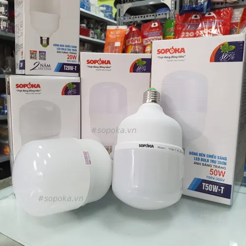 Bóng Đèn Led Hình Trụ Trơn Sáng Trắng Dòng T SOPOKA