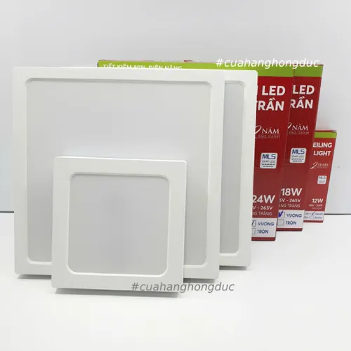 Bóng Đèn LED Ốp Trần Nổi Vuông Sáng Trắng Vành Nhựa SOPOKA