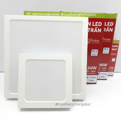 Bóng Đèn LED Ốp Trần Nổi Vuông Sáng Trắng Vành Nhựa SOPOKA