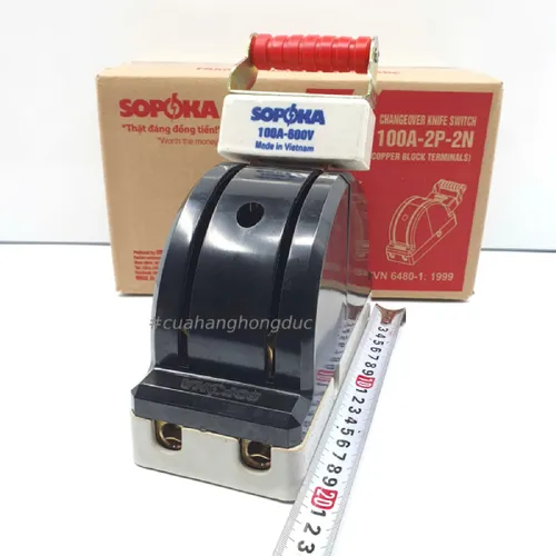 Cầu Dao Đảo Đế Sứ 1 Pha 100A 2P 600V 2N Màu Đen D35 SOPOKA