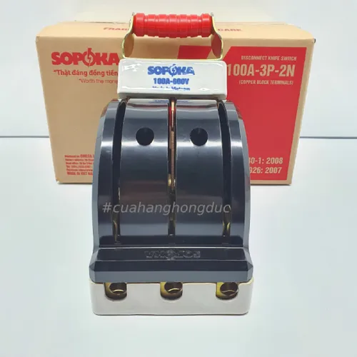 Cầu Dao Đảo Đế Sứ 3 Pha 100A 3P 2N 600V Màu Đen D37 SOPOKA