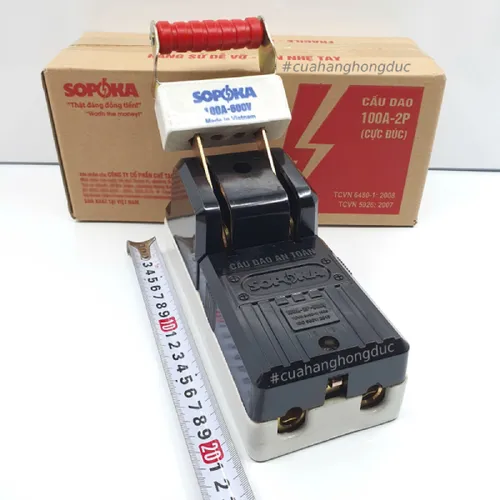 Cầu Dao Đế Sứ 1 Pha 100A-2P Màu Đen D33 SOPOKA