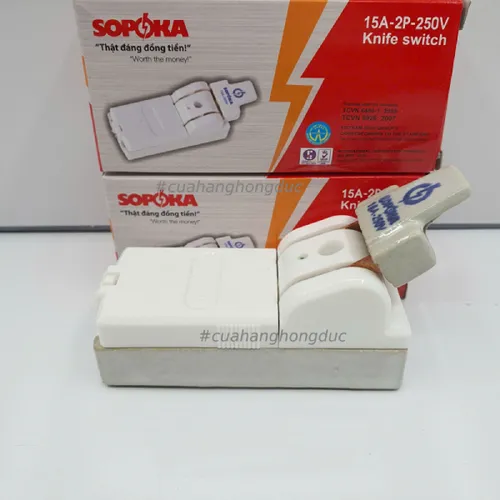 Cầu Dao Đế Sứ 1 Pha 15A-2P Màu Trắng D1H SOPOKA