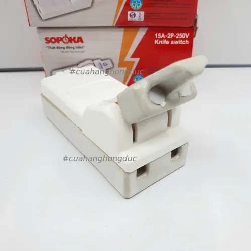 Cầu Dao Đế Sứ 1 Pha 15A-2P Màu Trắng D1H SOPOKA