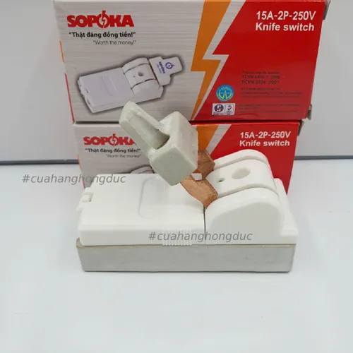 Cầu Dao Đế Sứ 1 Pha 15A-2P Màu Trắng D1H SOPOKA