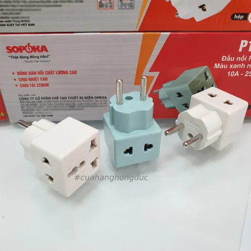 Đầu Nối Chia Điện 2 Lỗ 3 Chấu Đa Năng P15 SOPOKA