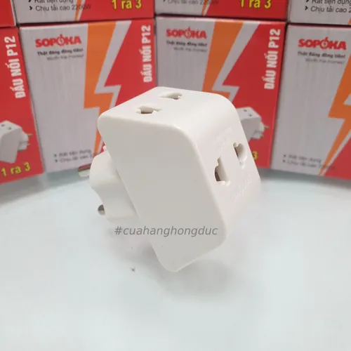 Đầu Nối Chia Điện 3 Lỗ Cổ Cao 2200W P12 SOPOKA