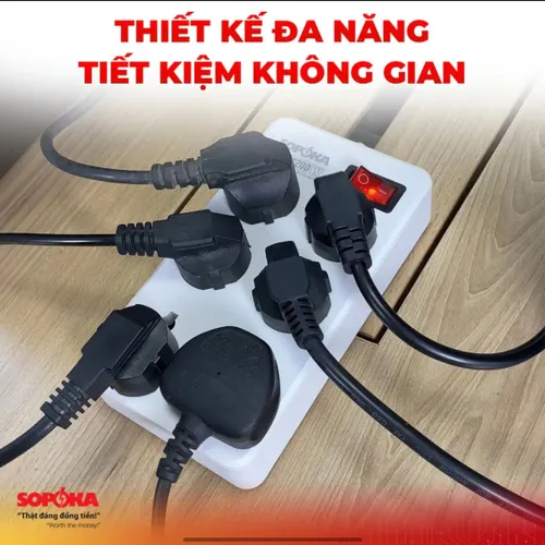 Ổ Cắm Điện 6 Lỗ Chéo 2200W 6A2 SOPOKA