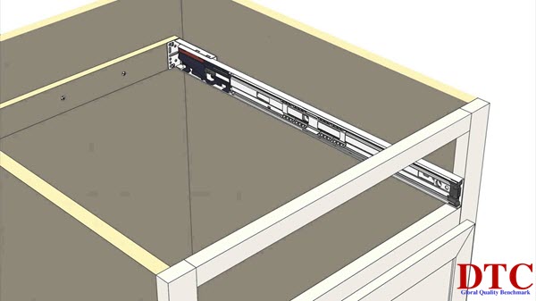 Mô hình lắp đặt ray trượt bi giảm chấn Mô hình lắp đặt ray trượt bi giảm chấn