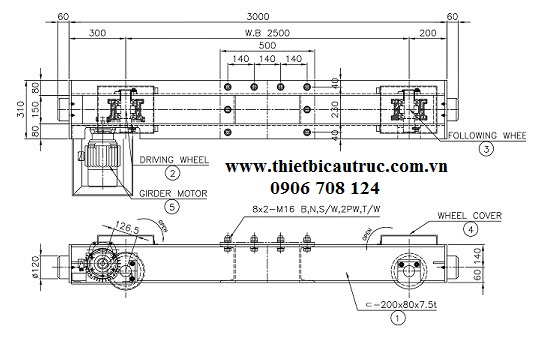 Bản vẽ bánh xe dầm biên cầu trục Bản vẽ bánh xe dầm biên cầu trục