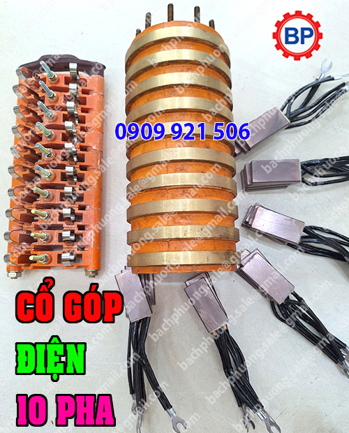 Cổ góp điện 10 pha trục 60mm Cổ góp điện 10 pha trục 60mm
