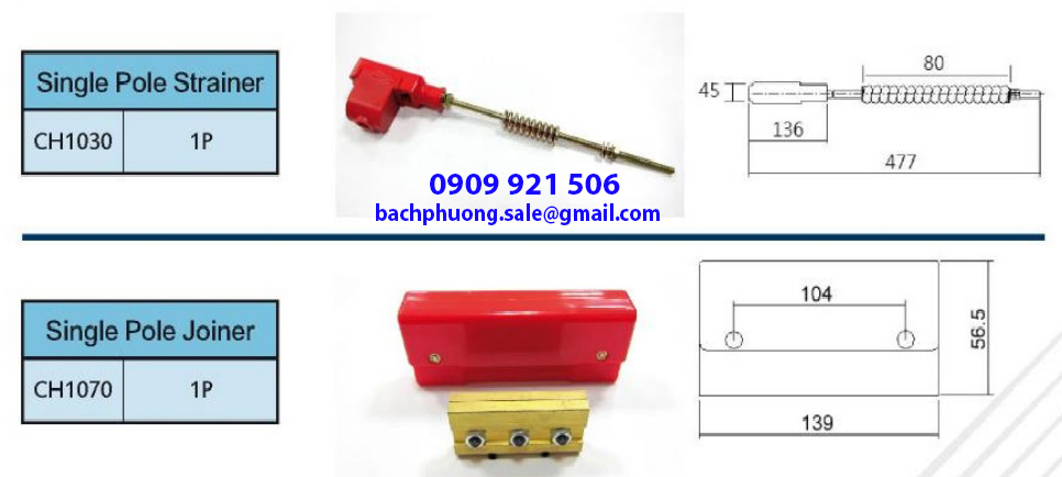 Bộ căng ray điện an toàn cầu trục 1P Bộ căng ray điện an toàn cầu trục 1P