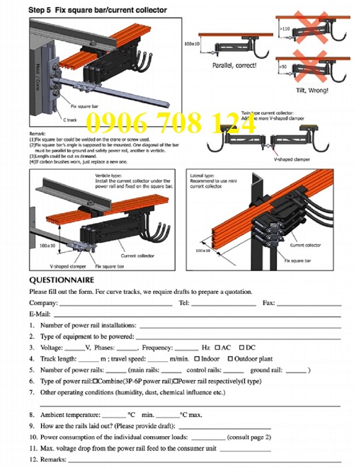 Chổi điện cầu trục 4P 100A Chổi điện cầu trục 4P 100A