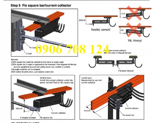 Chổi tiếp điện cầu trục 1P, 3P, 4P, 6P Chổi tiếp điện cầu trục 1P, 3P, 4P, 6P