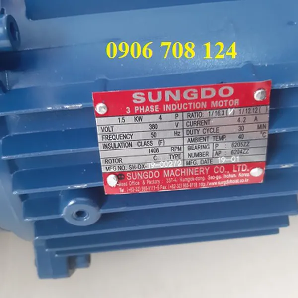 Mô tơ dầm biên SUNGDO 1.5kw Hàn Quốc