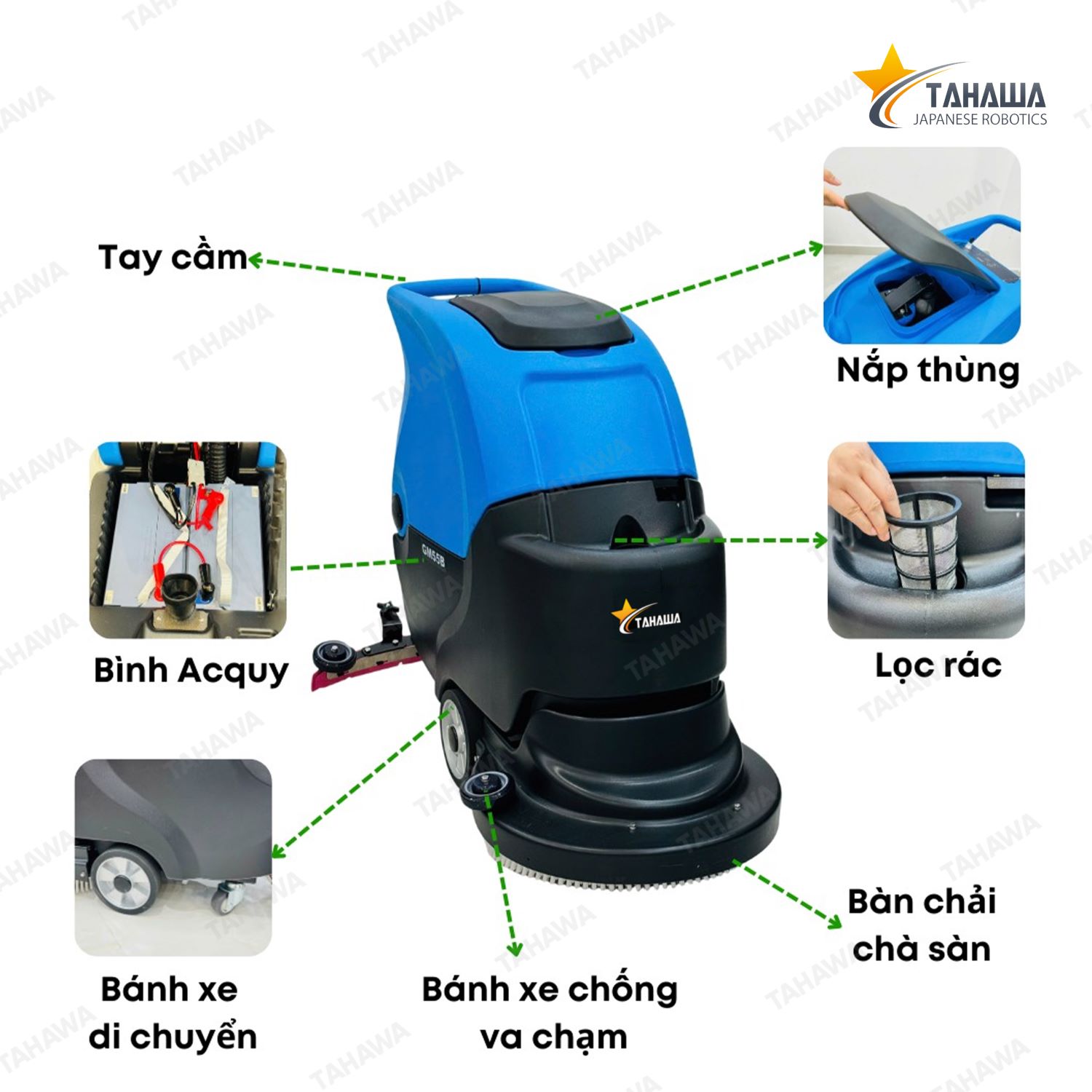 Máy lau sàn nhà Tahawa GM55B dùng bình Máy lau sàn nhà Tahawa GM55B dùng bình