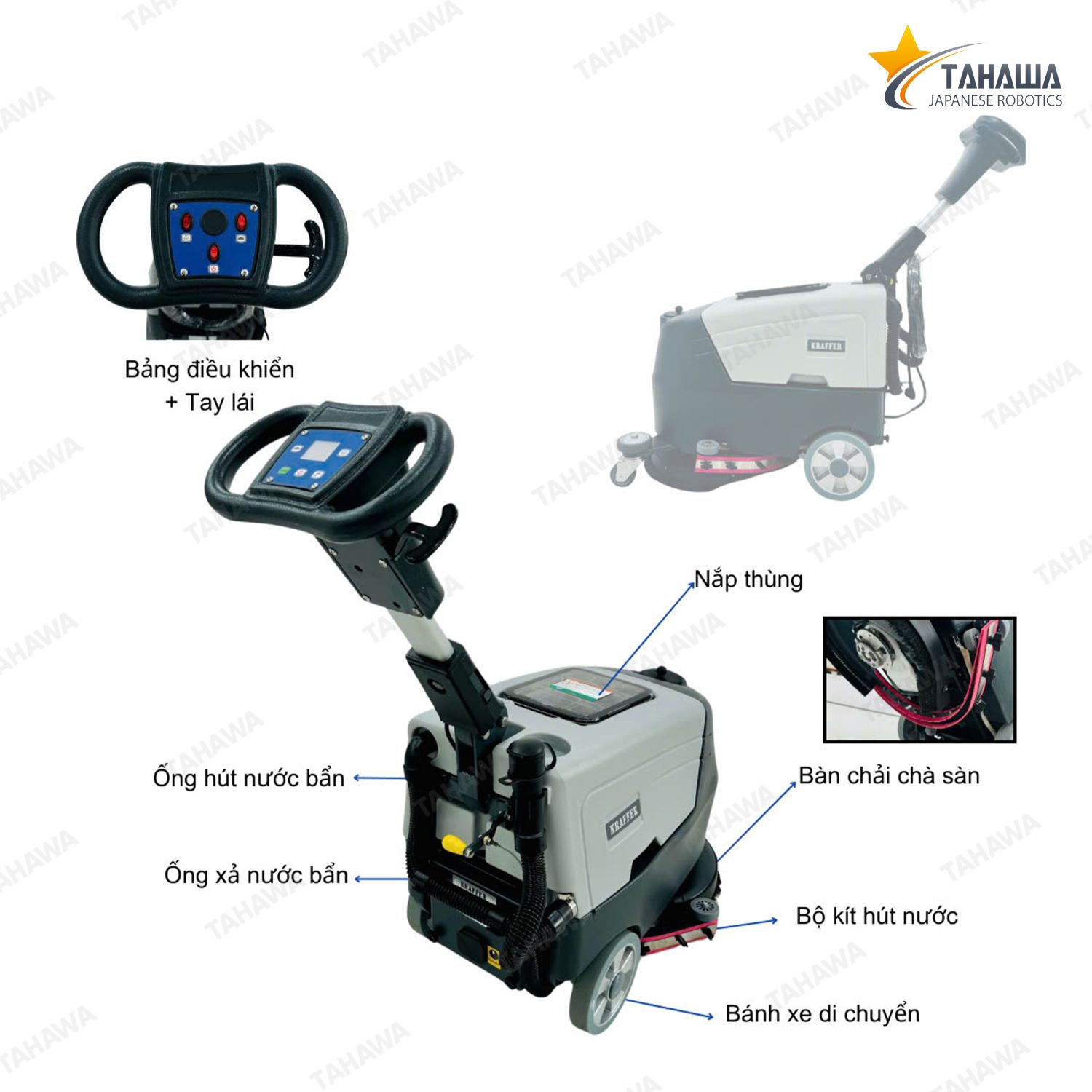 Máy lau sàn Tahawa Nhật Bản KF450B dùng bình Máy lau sàn Tahawa Nhật Bản KF450B dùng bình