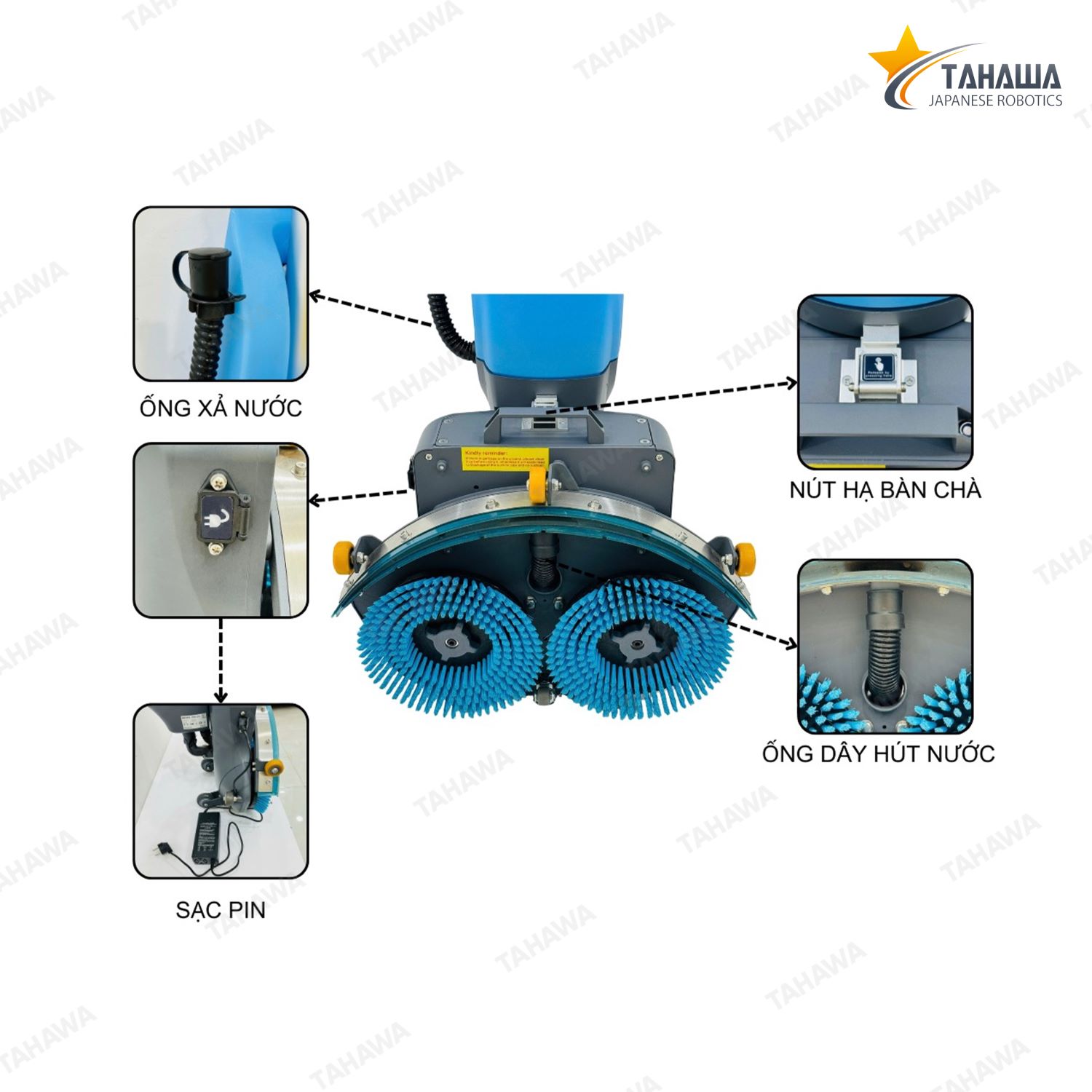 Máy chà sàn liên hợp mini Tahawa HC18 (2 bàn chải) Máy chà sàn liên hợp mini Tahawa HC18 (2 bàn chải)
