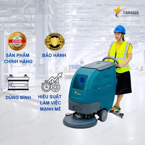 Máy chà sàn nhà xưởng Tahawa KF60 dùng bình
