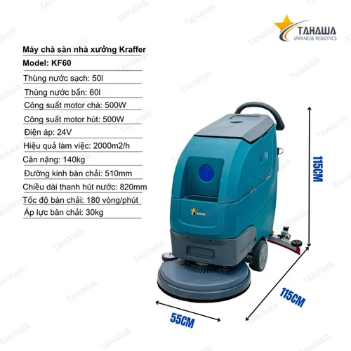 Máy chà sàn nhà xưởng Tahawa KF60 dùng bình