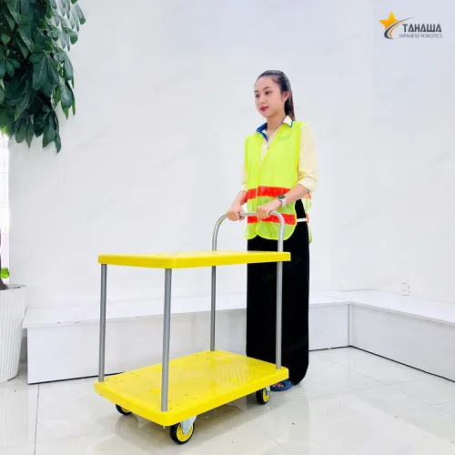 Xe đẩy hàng sàn nhựa TAHAWA 170-T2, có 2 tầng